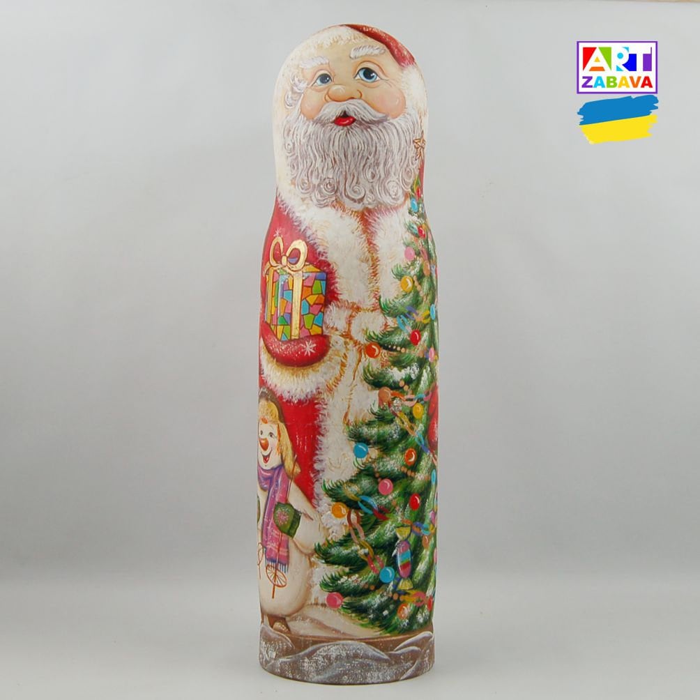 14.76-inch Santa Nesting Doll hand-painted as a Champagne bottle case, ideal for holiday decor or gifting.