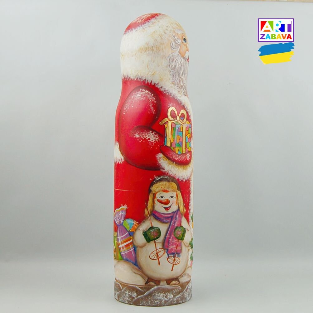 14.76-inch Santa Nesting Doll hand-painted as a Champagne bottle case, ideal for holiday decor or gifting.